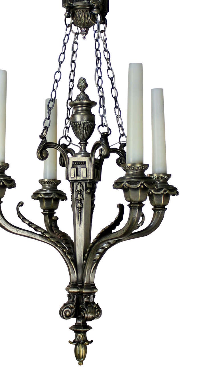 French Four-Branch Silver Chandelier In Good Condition In London, GB