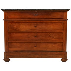 French Four-Drawer Mahogany Dresser with Stone Top