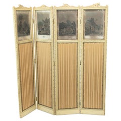 Vintage French Four Fold Carved Screen