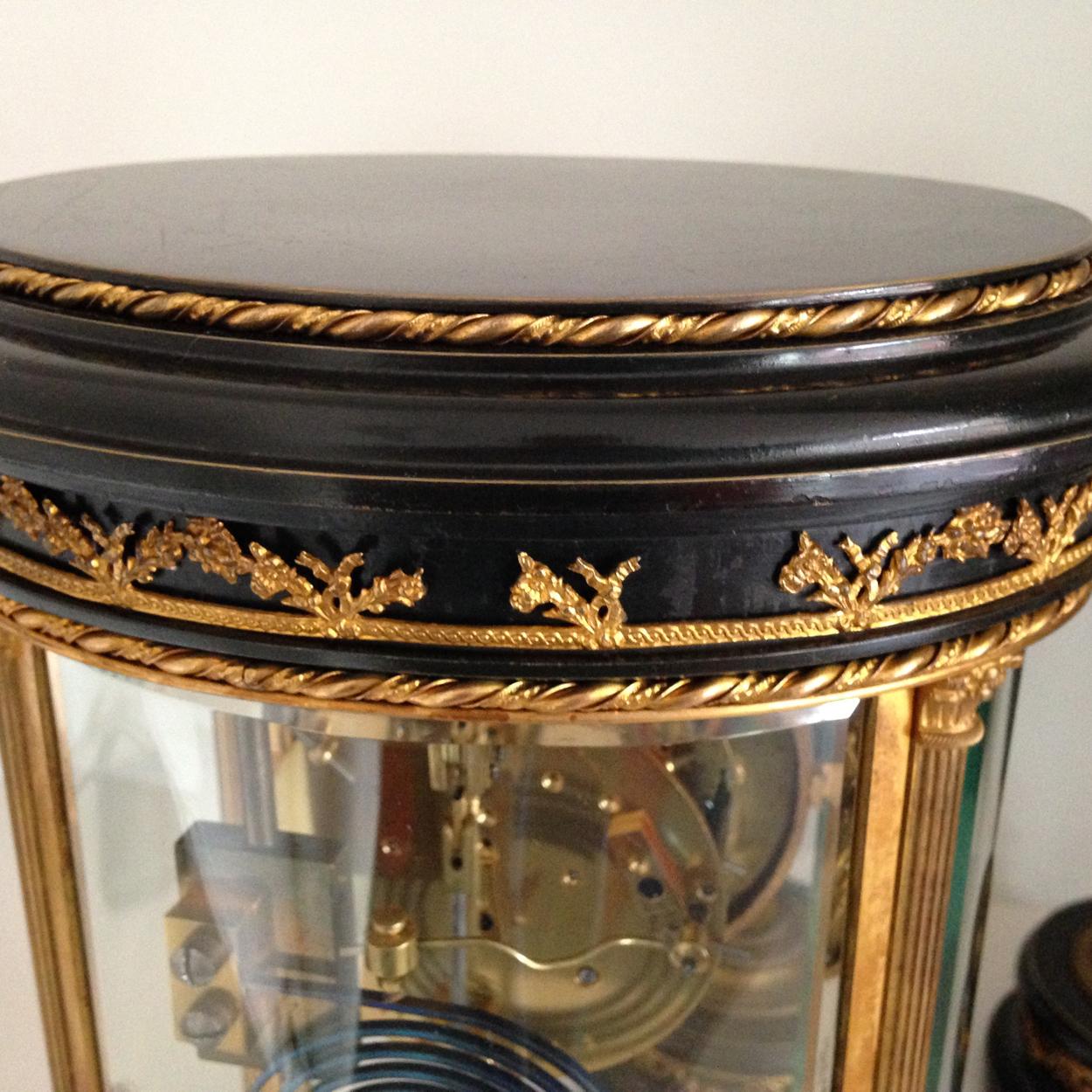 French Four Glass Library Clock Garniture, circa 1860 For Sale 2