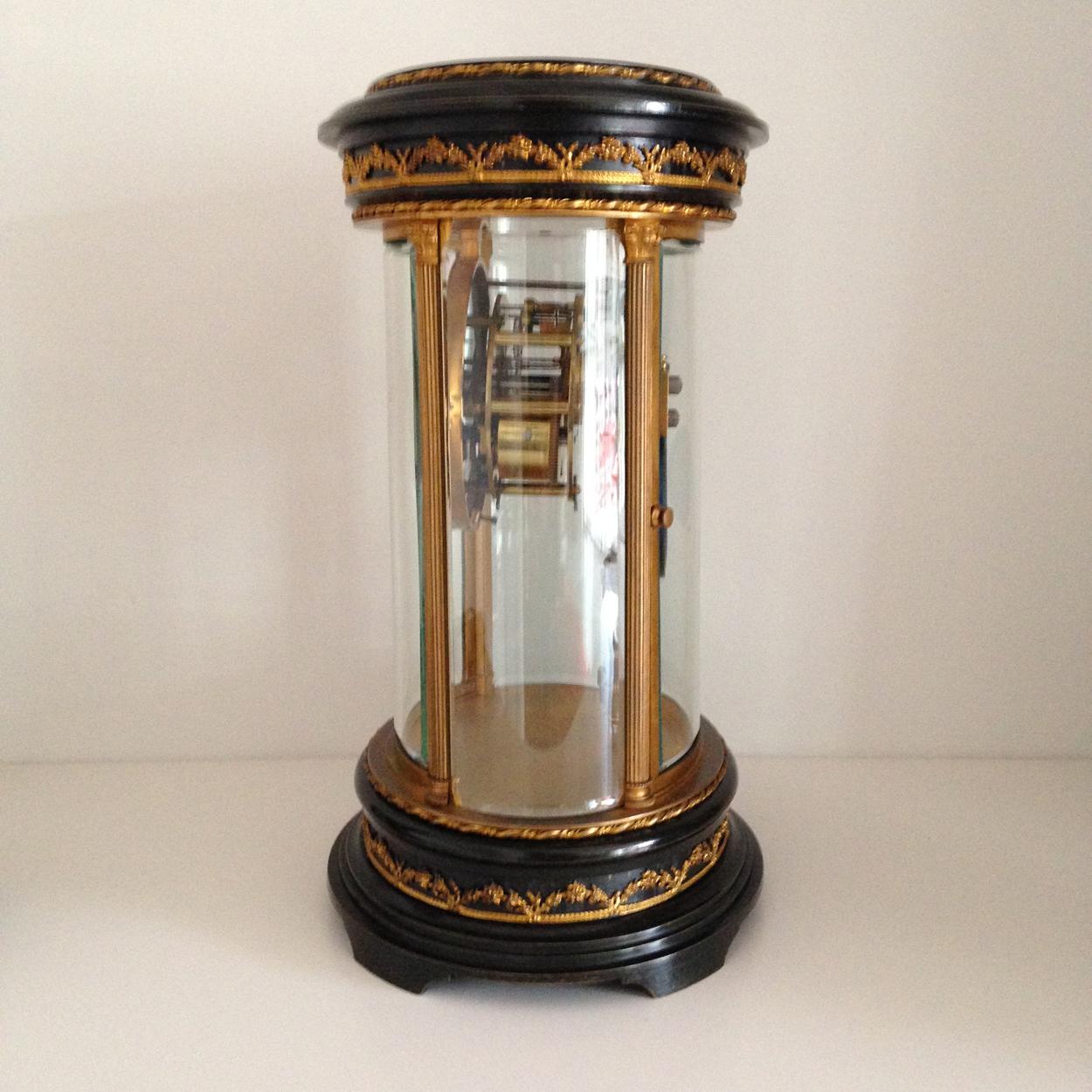 Beveled French Four Glass Library Clock Garniture, circa 1860 For Sale