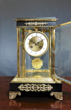 French Four Glass Mantel Clock