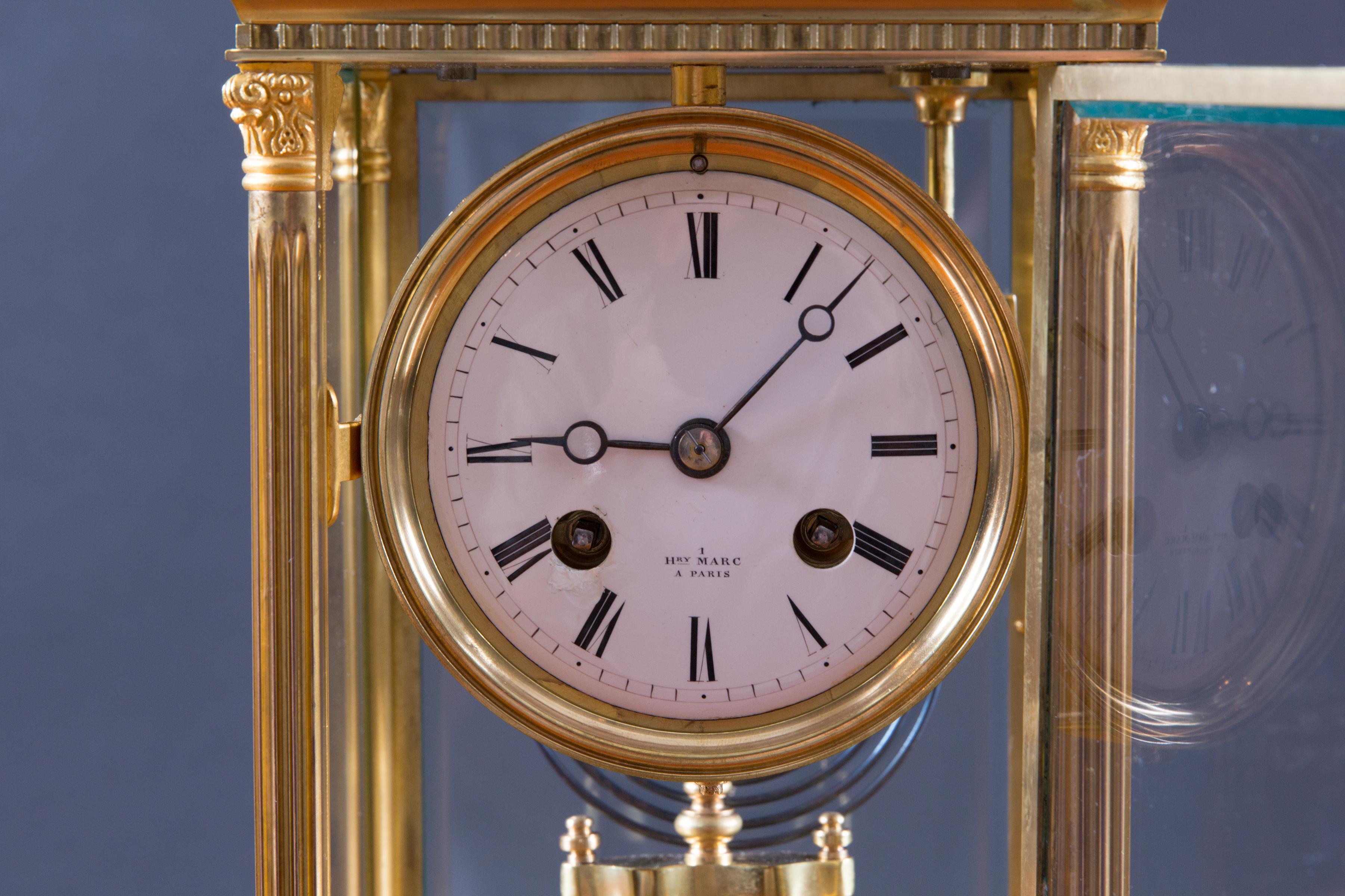 Victorian French Four Glass Mantel Clock