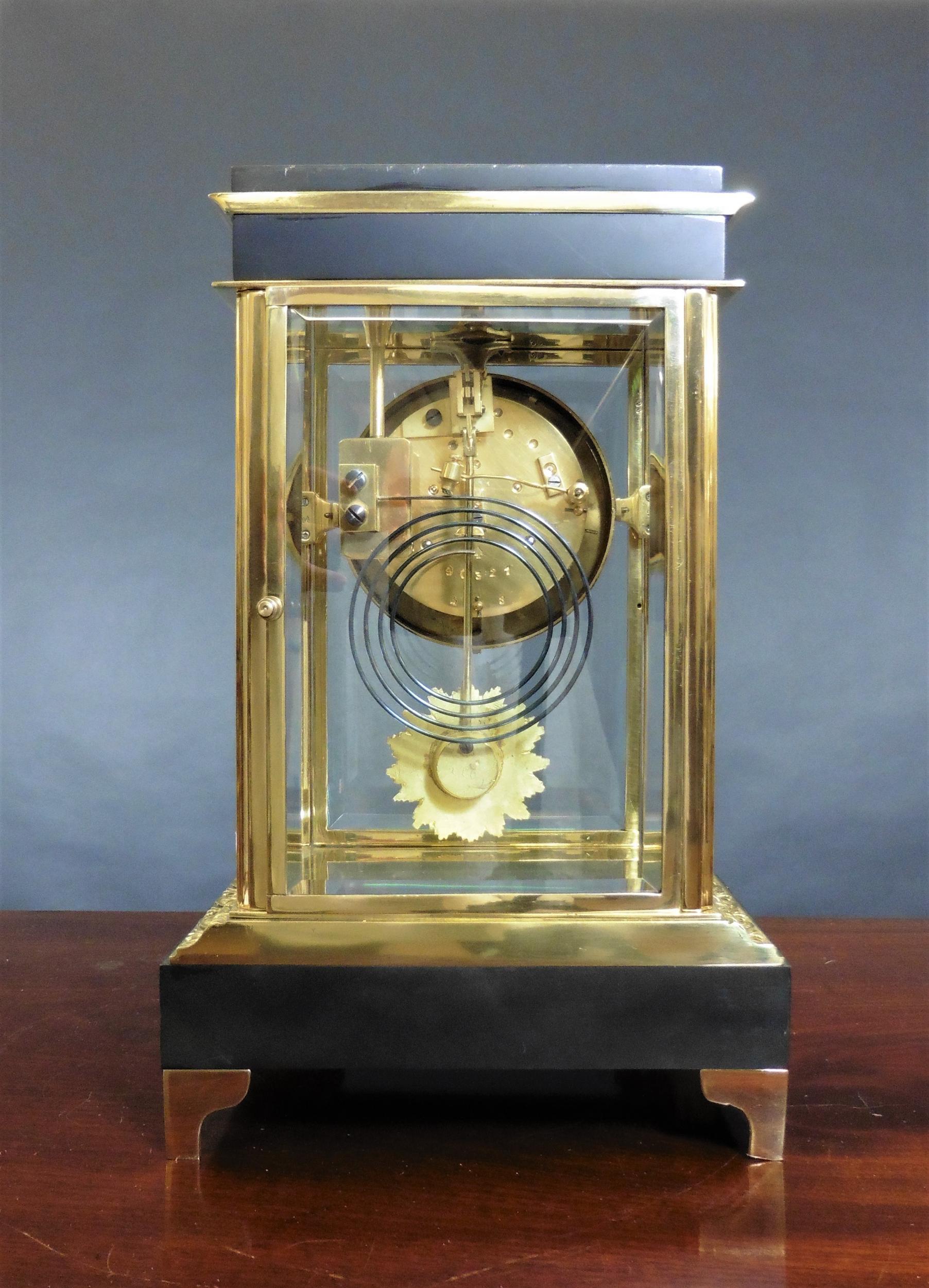French Four Glass Mantel Clock For Sale 2