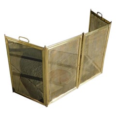 Paravento francese per caminetto a quattro pannelli con bordo modellato e scanalatura a sfera, circa 1840