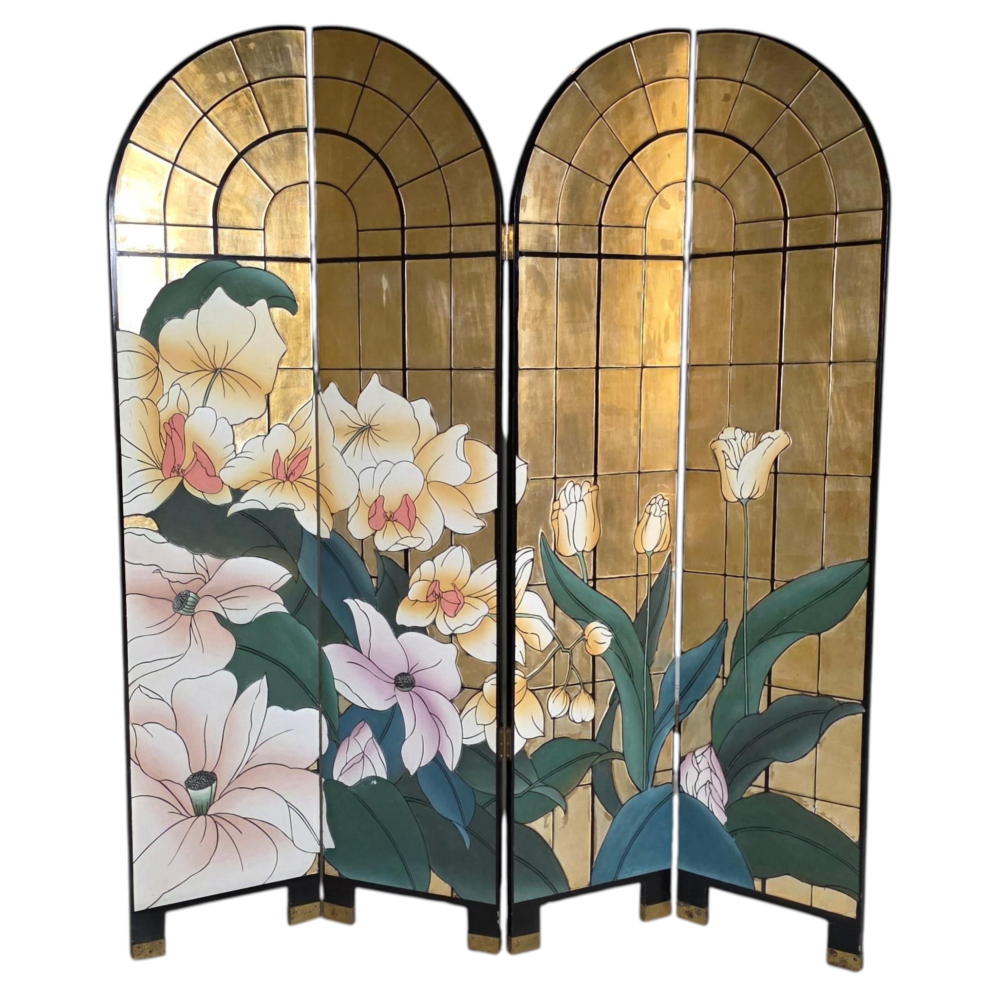 French Four-Panel Room Divider by Fournier Decoration Paris, France, 1980s