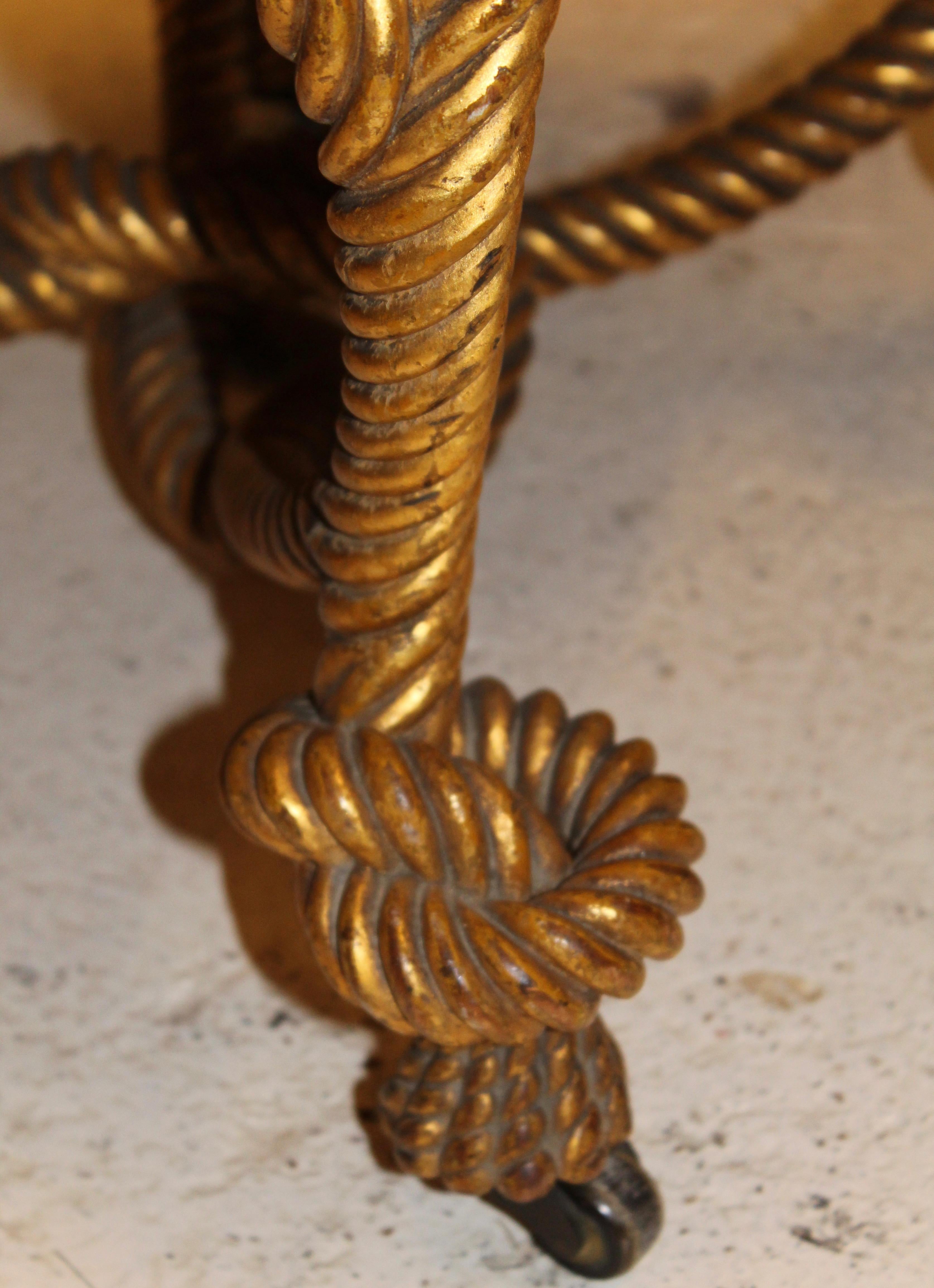 French Fournier Style Carved Giltwood Rope Twist Stool, circa 1880 For Sale 1