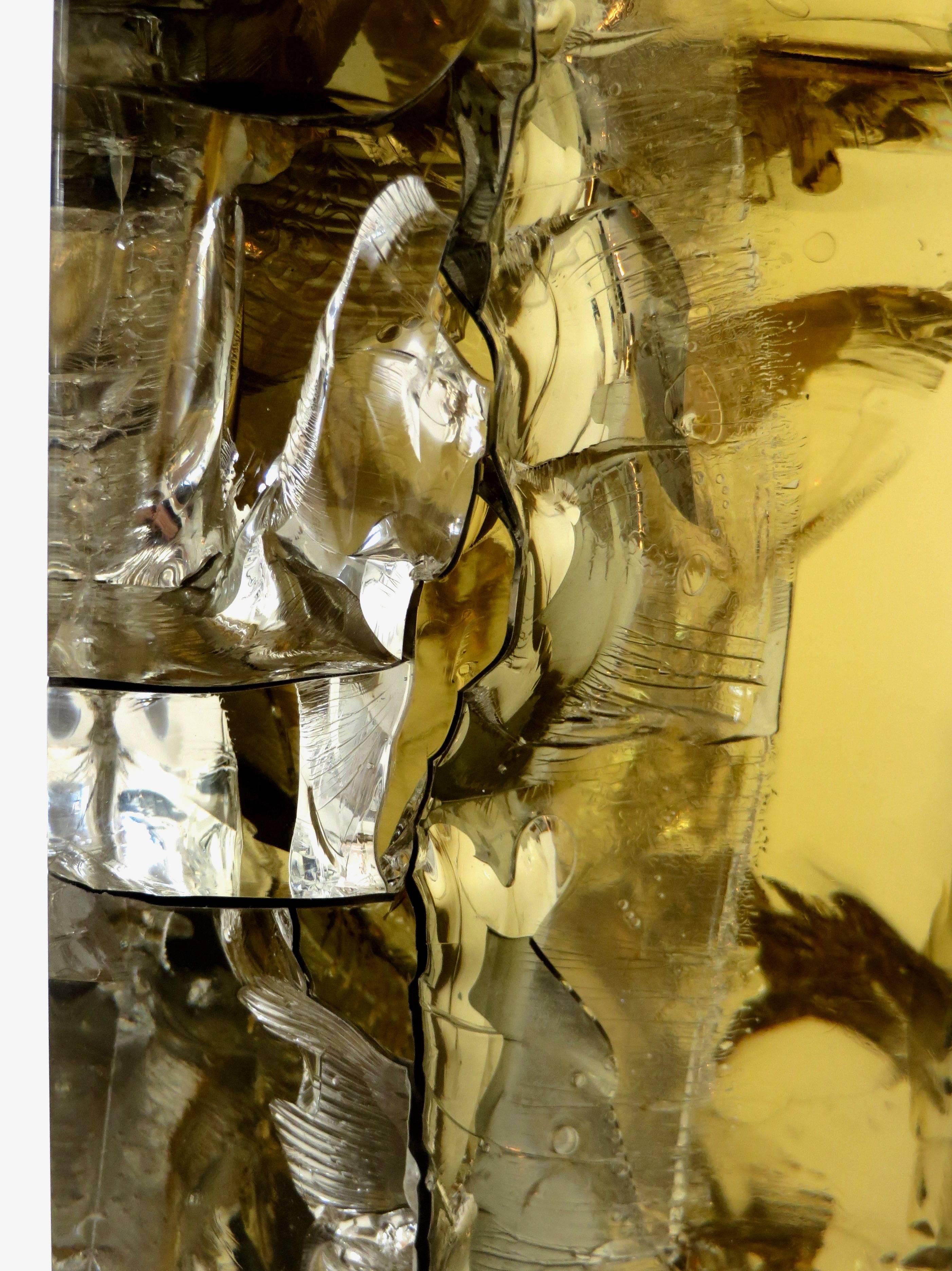 French Fractal Resin Olive Gold Sculpture by Pierre Giraudon 7