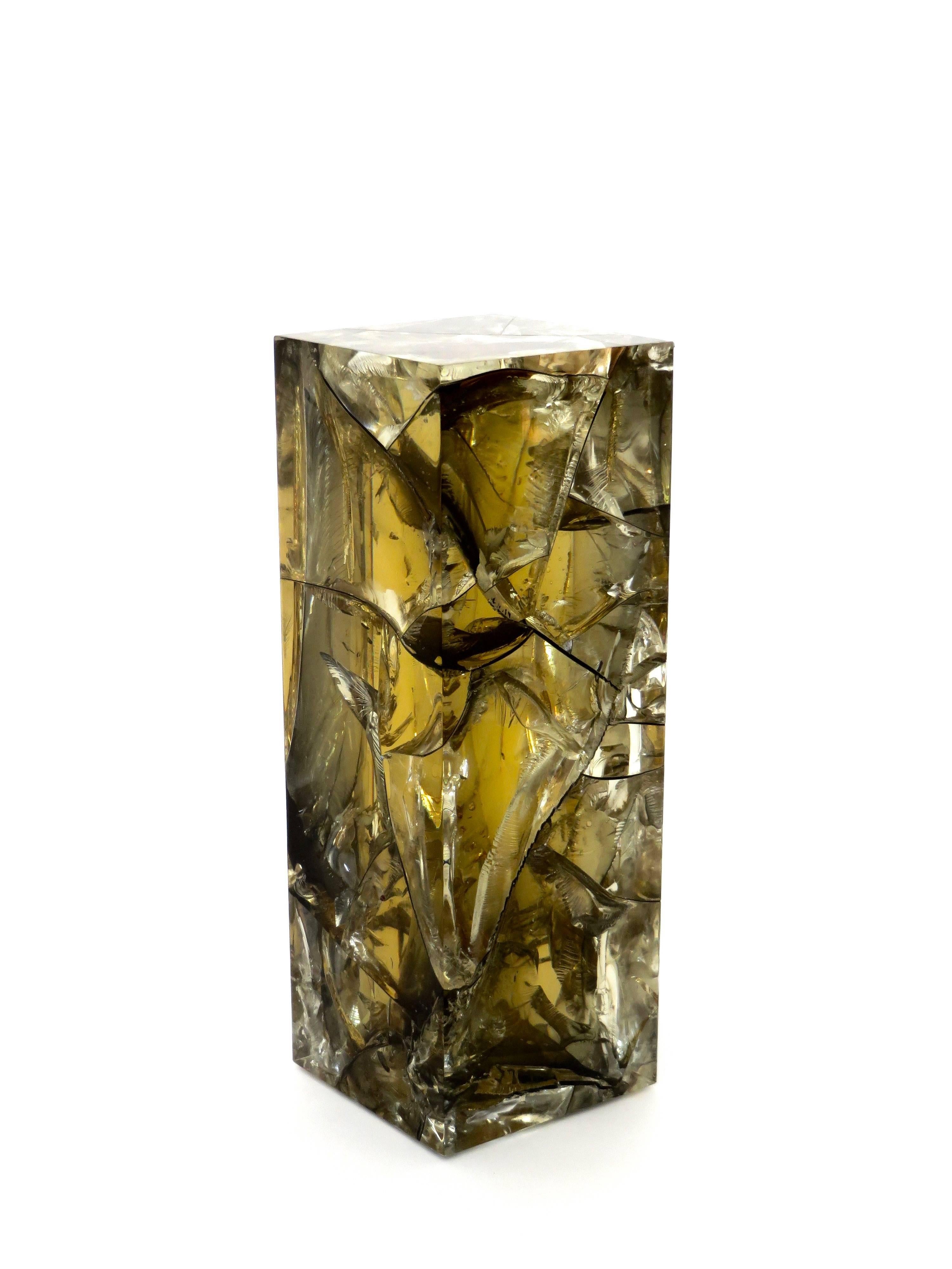 French Fractal Resin Olive Gold Sculpture by Pierre Giraudon In Excellent Condition In Chicago, IL