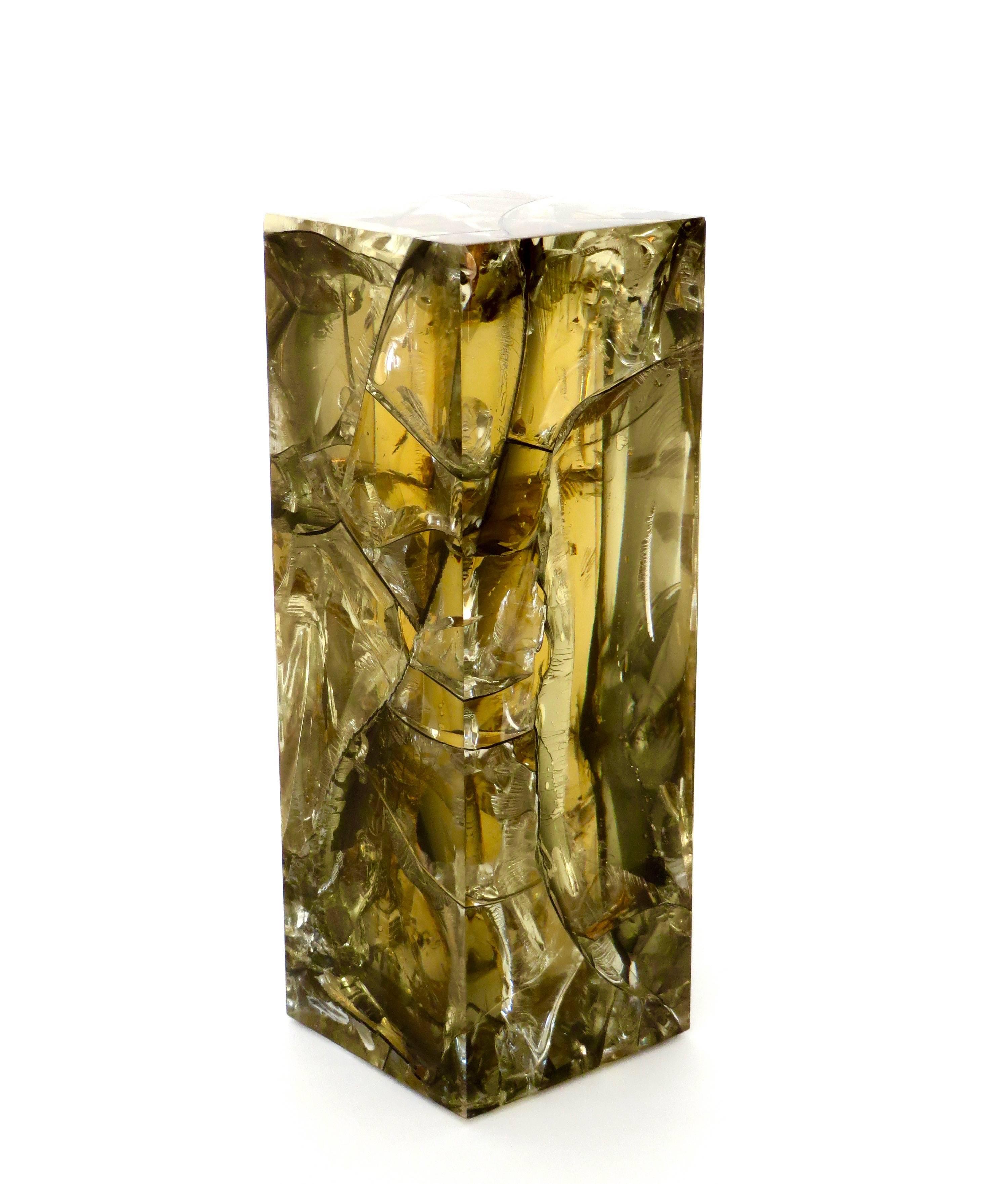 Late 20th Century French Fractal Resin Olive Gold Sculpture by Pierre Giraudon