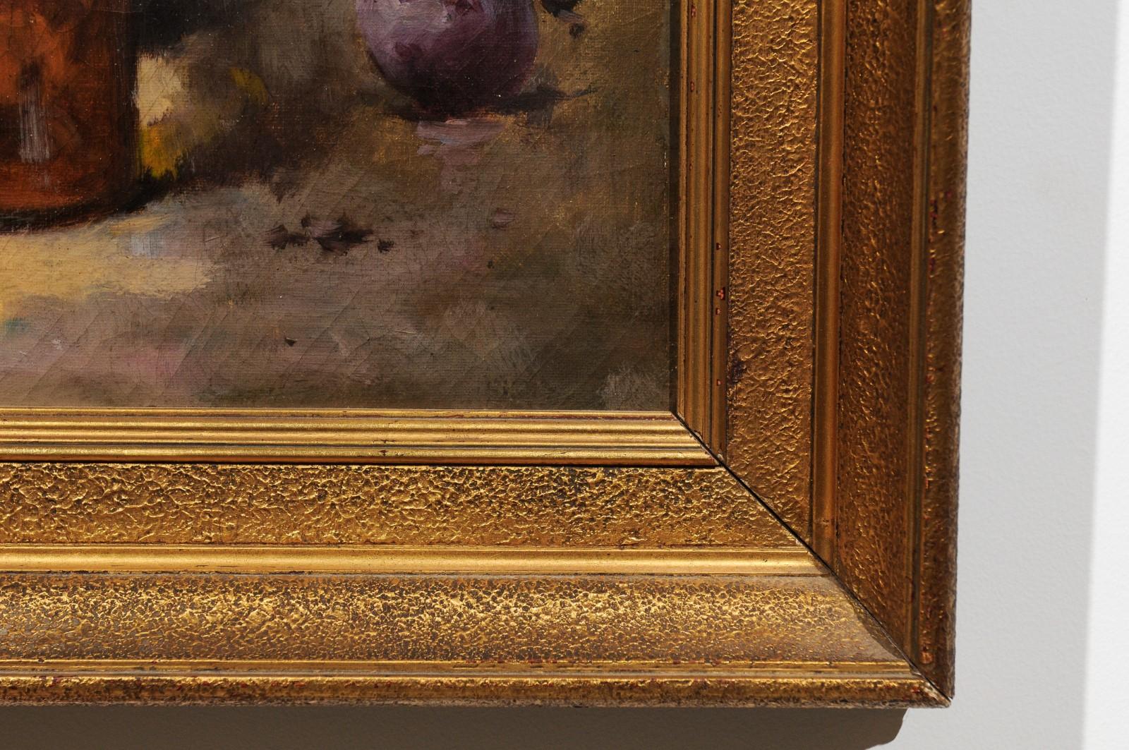 French Framed and Signed Oil on Canvas Still-Life Painting with Fruits and Honey 6