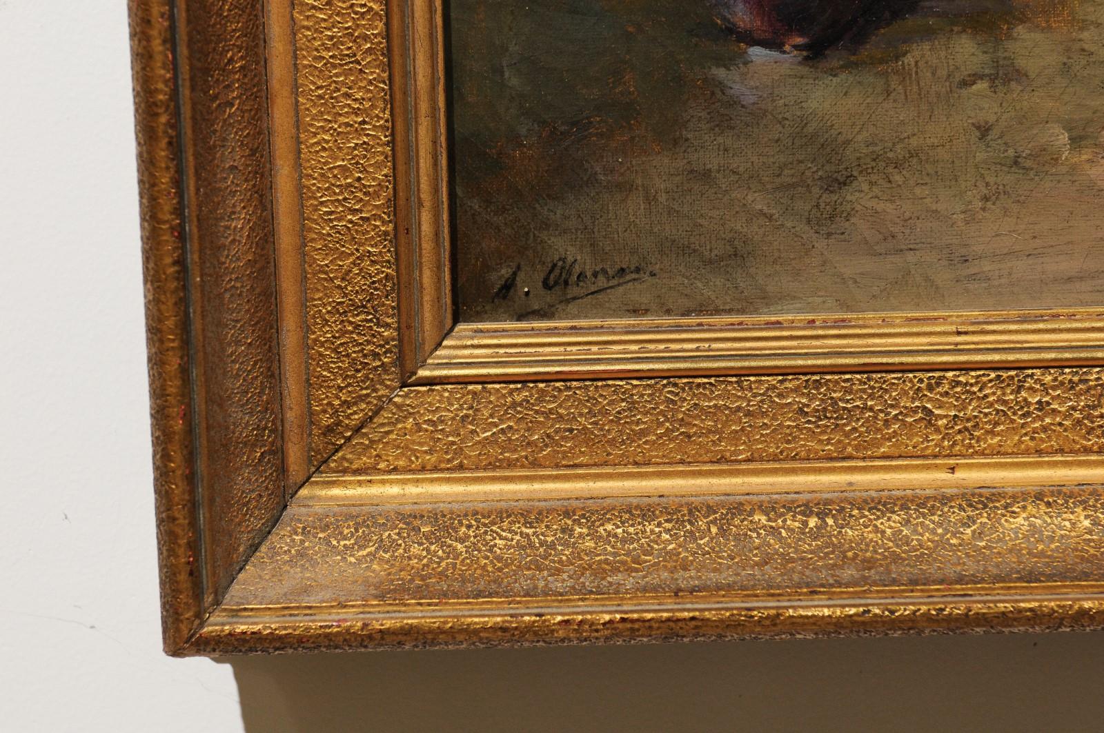 French Framed and Signed Oil on Canvas Still-Life Painting with Fruits and Honey 4