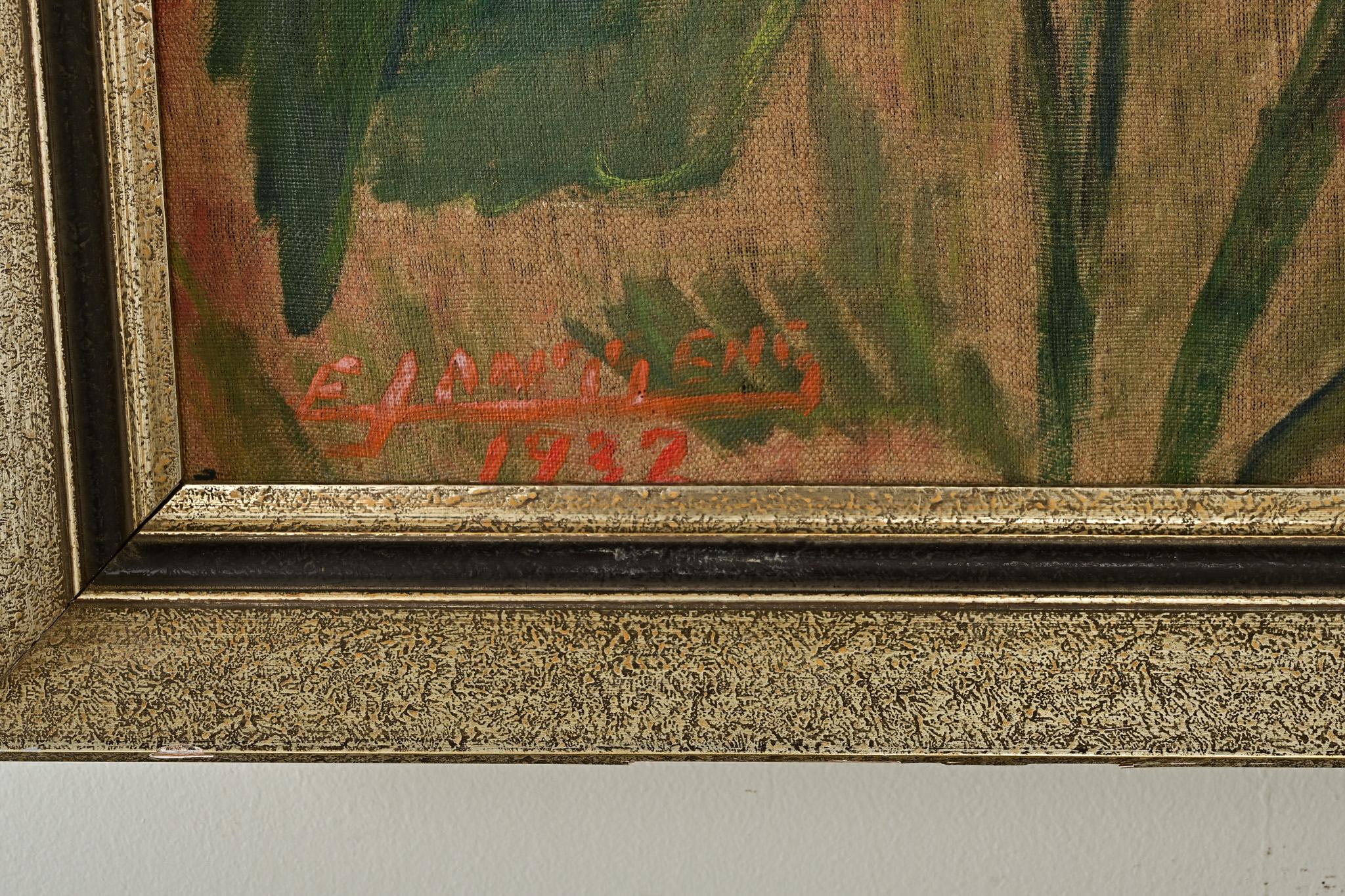 French Framed Dahlia Still Life Painting In Good Condition For Sale In Baton Rouge, LA