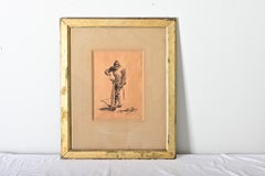 Französische gerahmte Zeichnung eines Ritters von Eugene Giraud