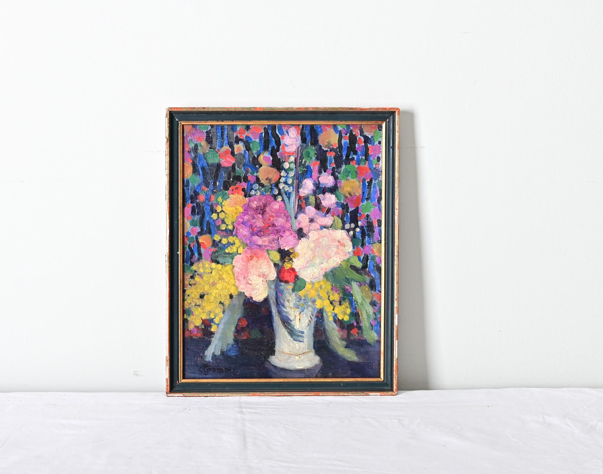 Französisch gerahmte Blumenmalerei (Moderne) im Angebot