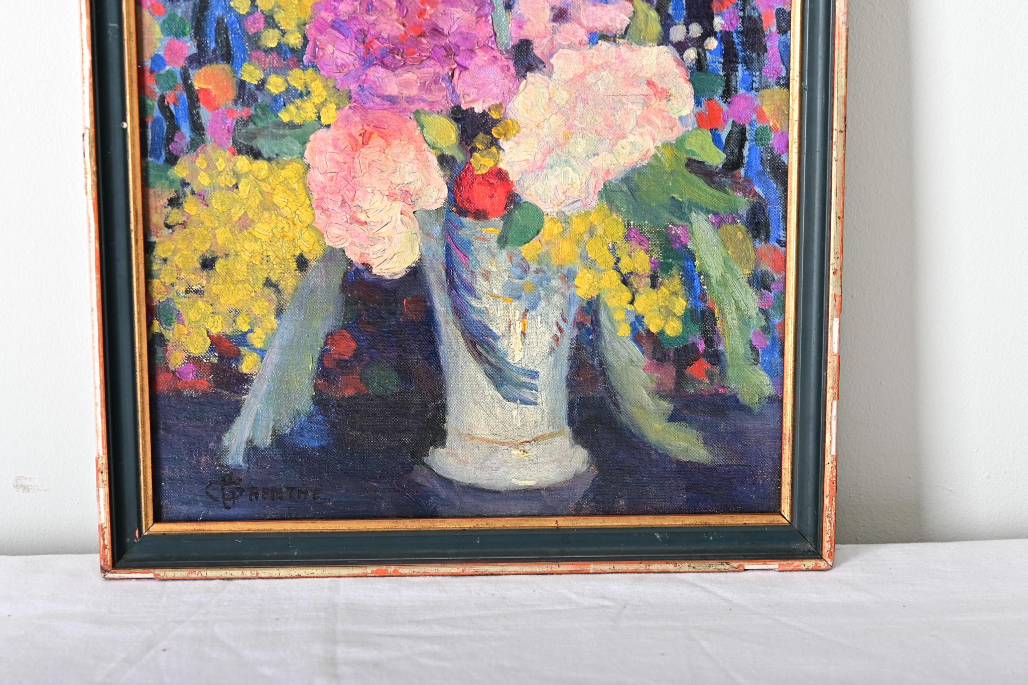 Französisch gerahmte Blumenmalerei im Zustand „Gut“ im Angebot in Baton Rouge, LA