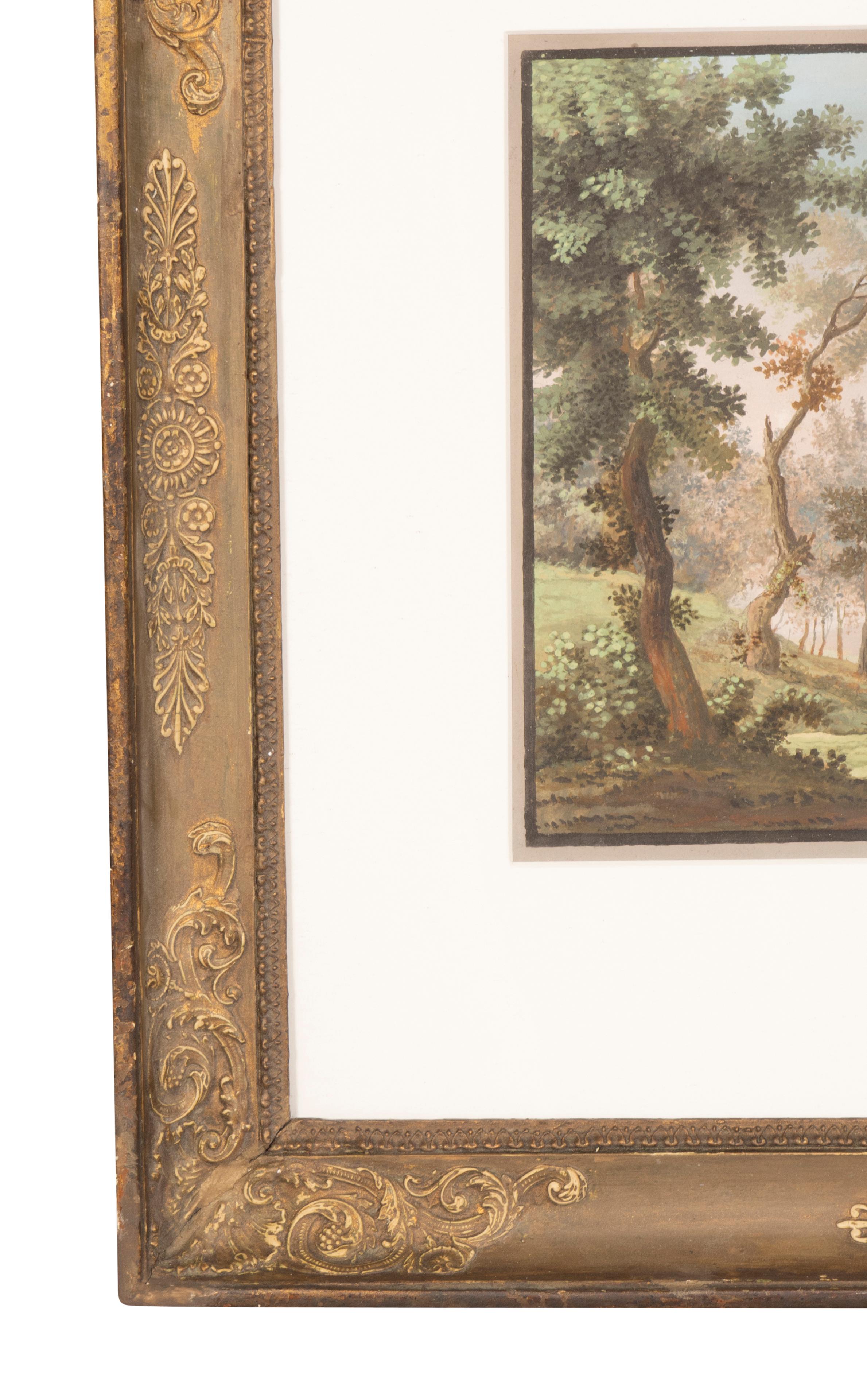 Französische gerahmte Gouache-Landschaft (Mittleres 19. Jahrhundert) im Angebot