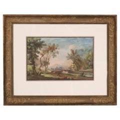 Paesaggio francese a guazzo incorniciato