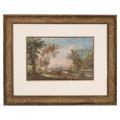 French Framed Gouache Landscape