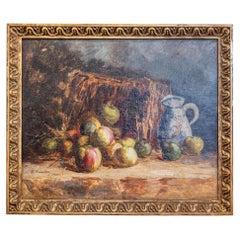 Antique French Framed Impressionist Style Oil Still Life Painting by Berthe Vincendon