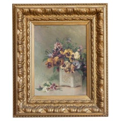 Pintura francesa al óleo sobre tabla que representa pensamientos, siglo XIX