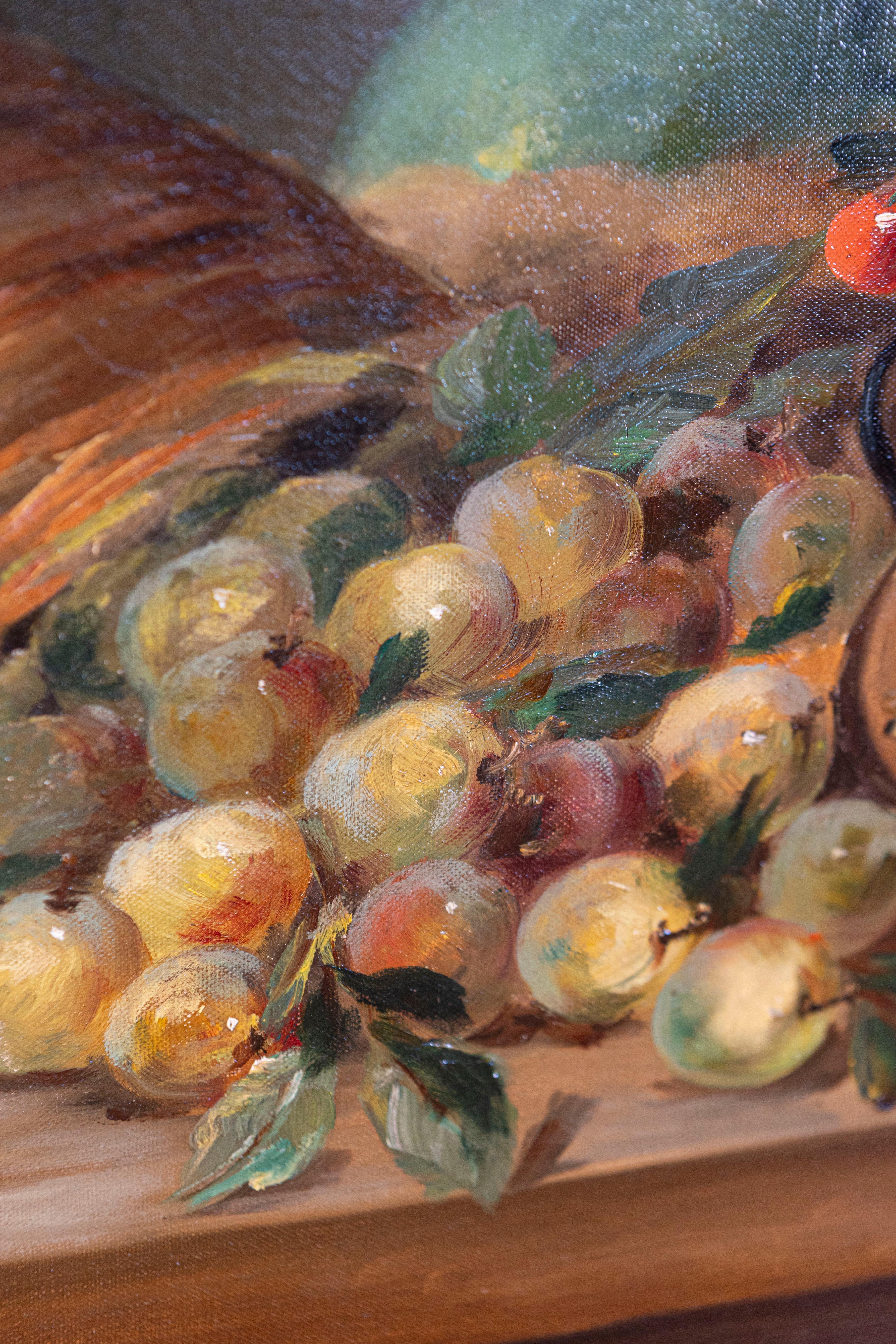 French Framed Oil on Canvas Still-Life Painting Signed Morin, Depicting Fruits In Good Condition For Sale In Atlanta, GA