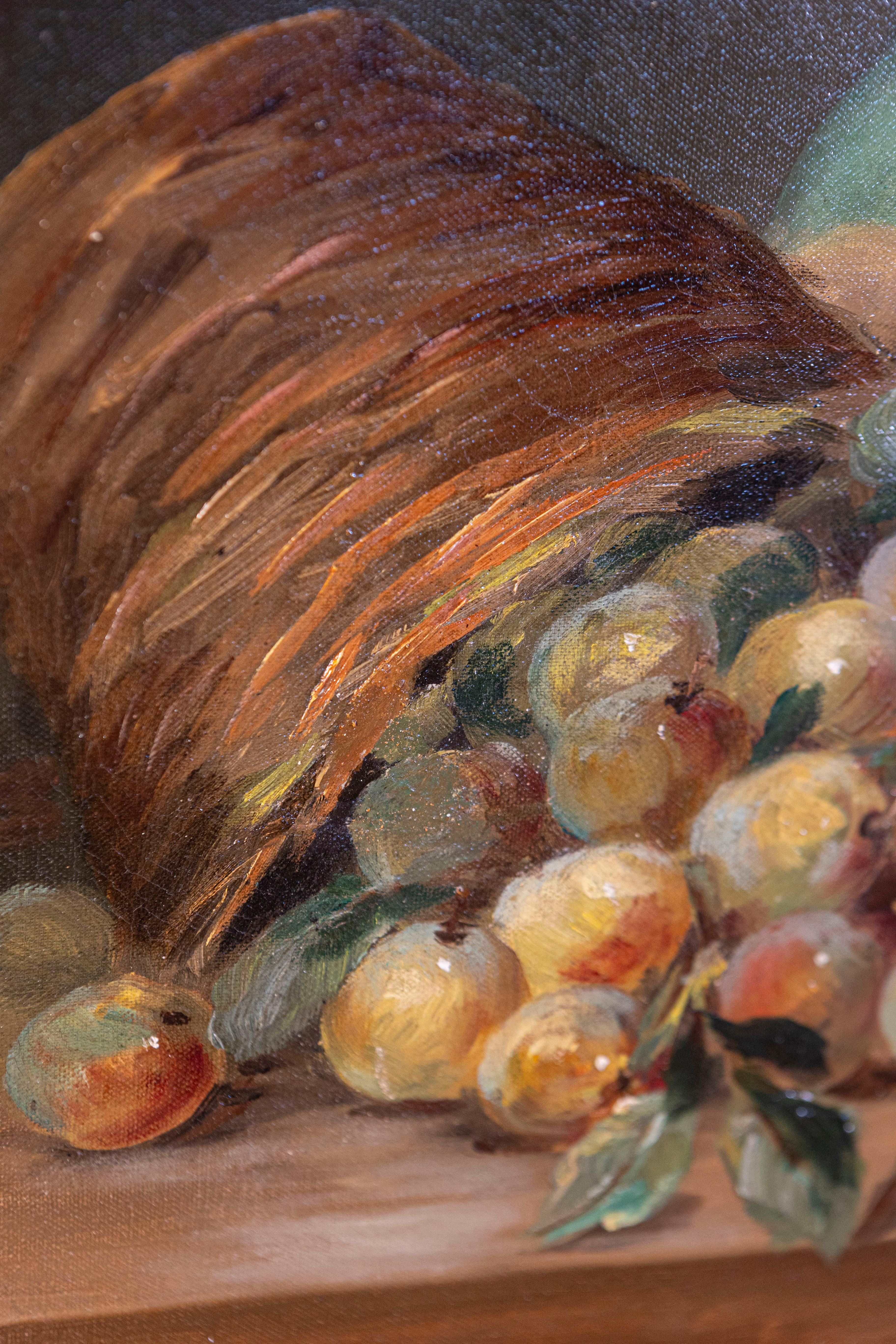 19th Century French Framed Oil on Canvas Still-Life Painting Signed Morin, Depicting Fruits For Sale
