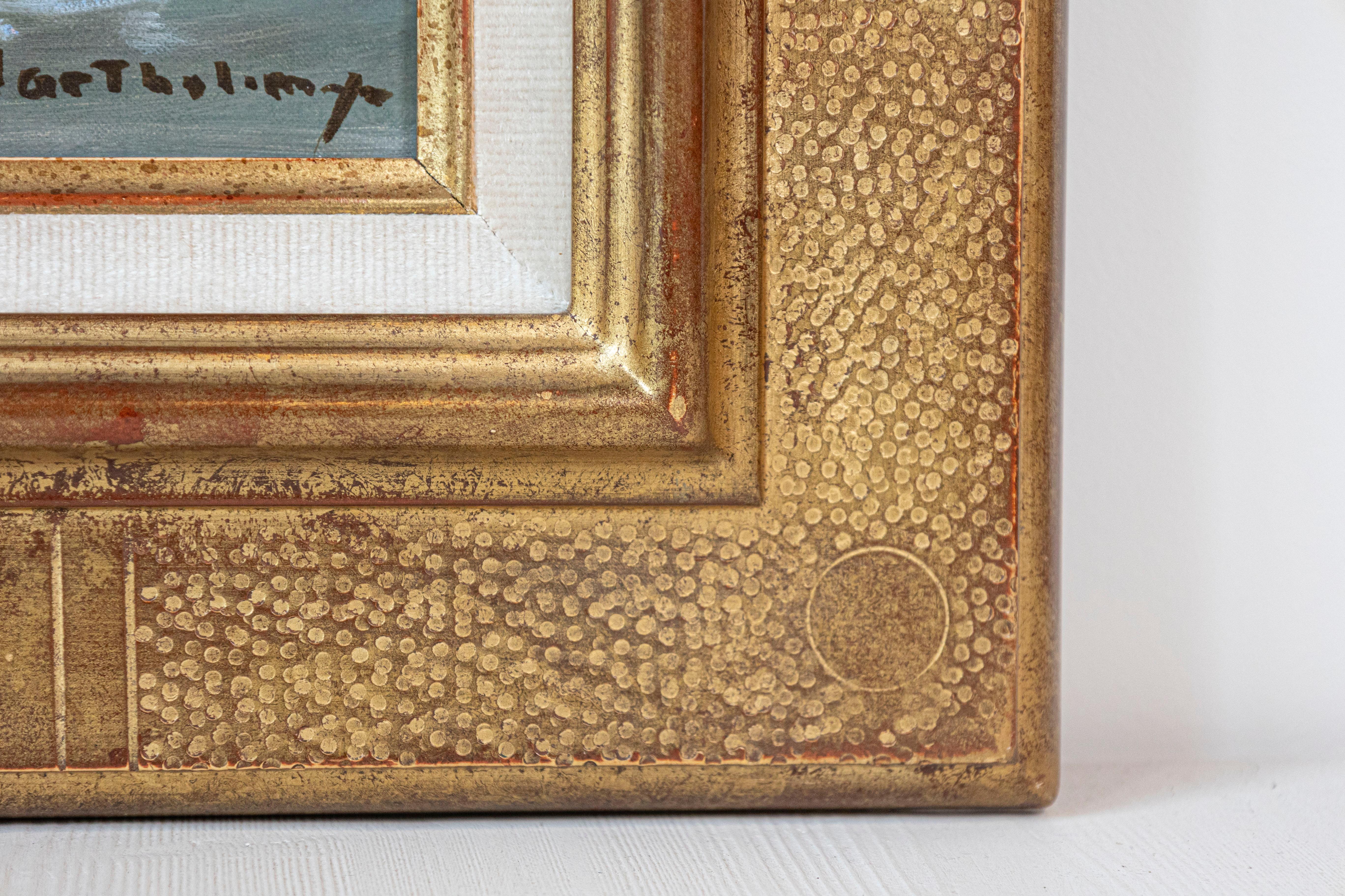 Óleo francés enmarcado que representa el puerto de Trouville, firmado Barthélémy en Bueno estado para la venta en Atlanta, GA