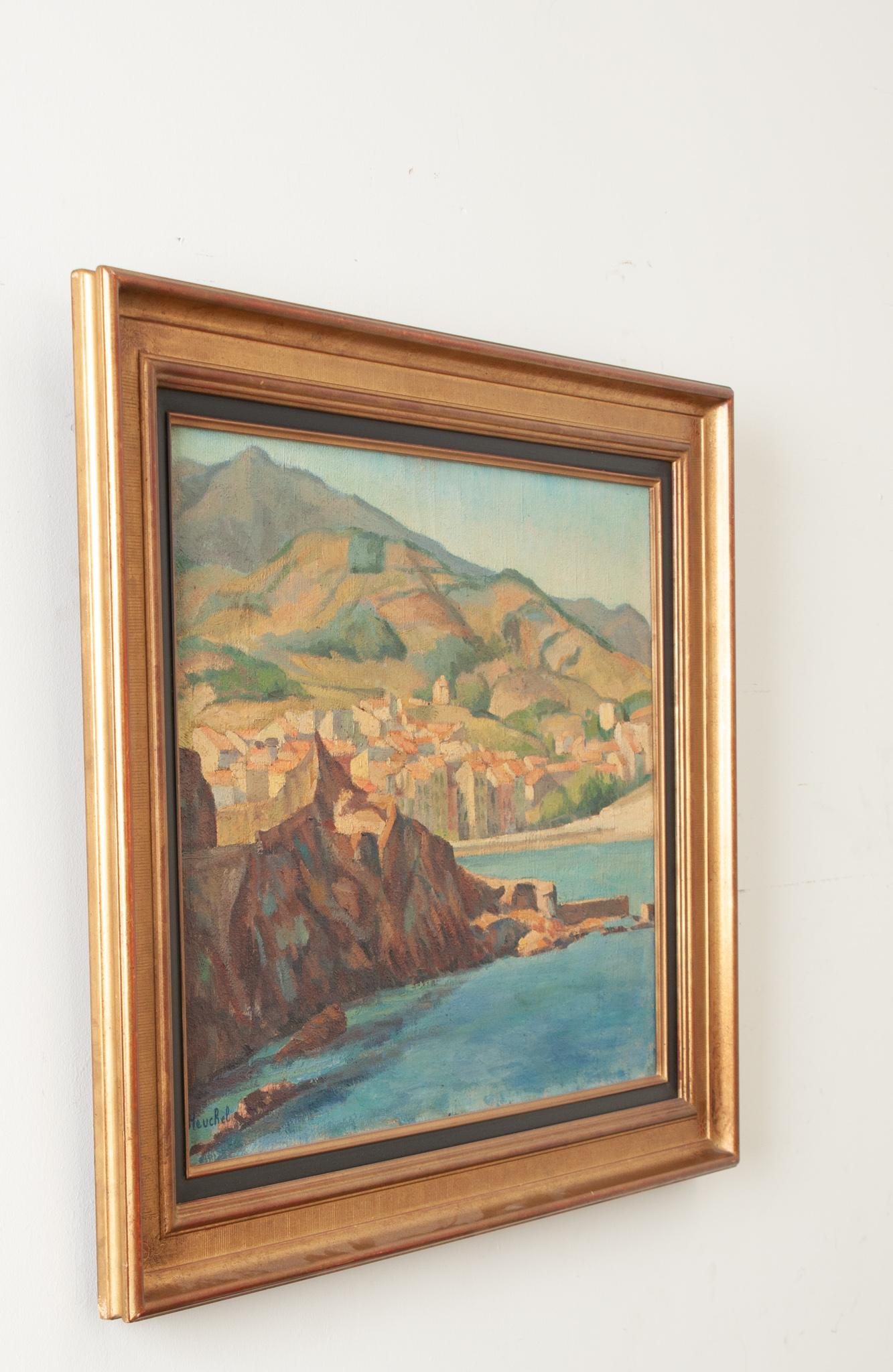 French Framed Painting of a Coastal City 2