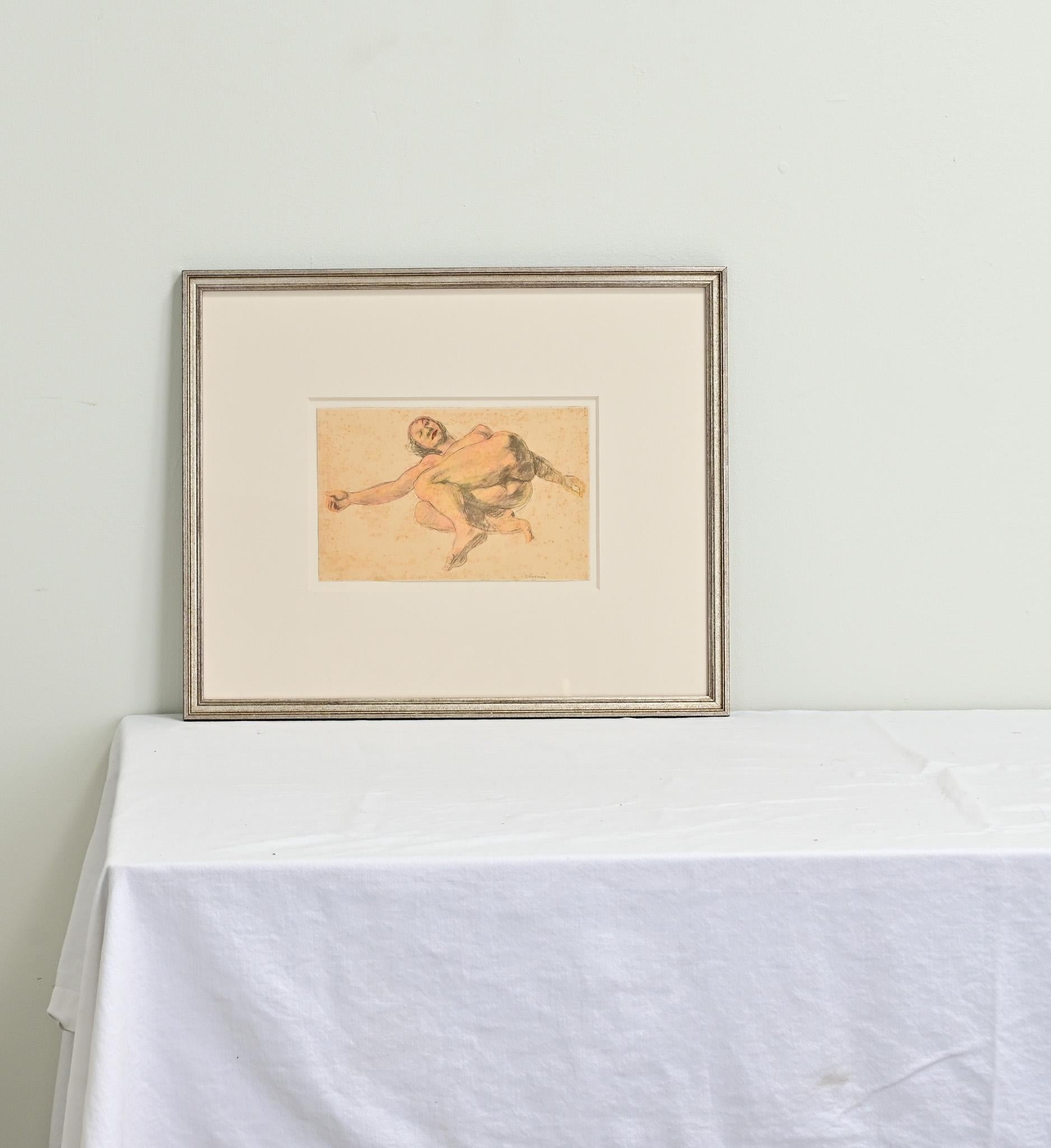 Hand-Painted French Framed Painting of a Lady For Sale