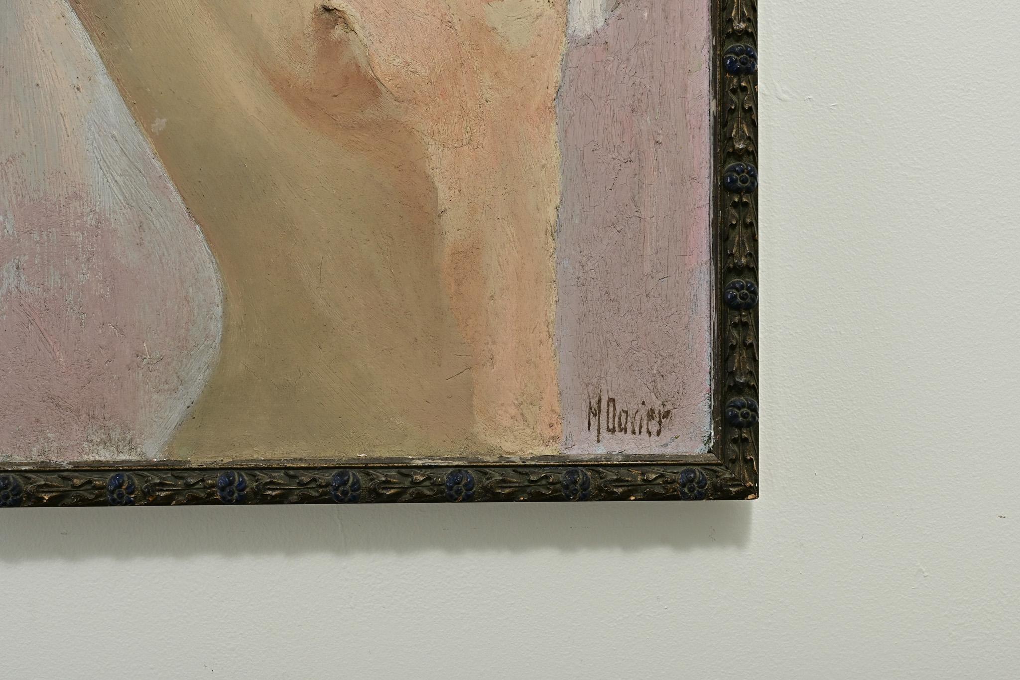 French Framed Painting of a Lady In Good Condition For Sale In Baton Rouge, LA