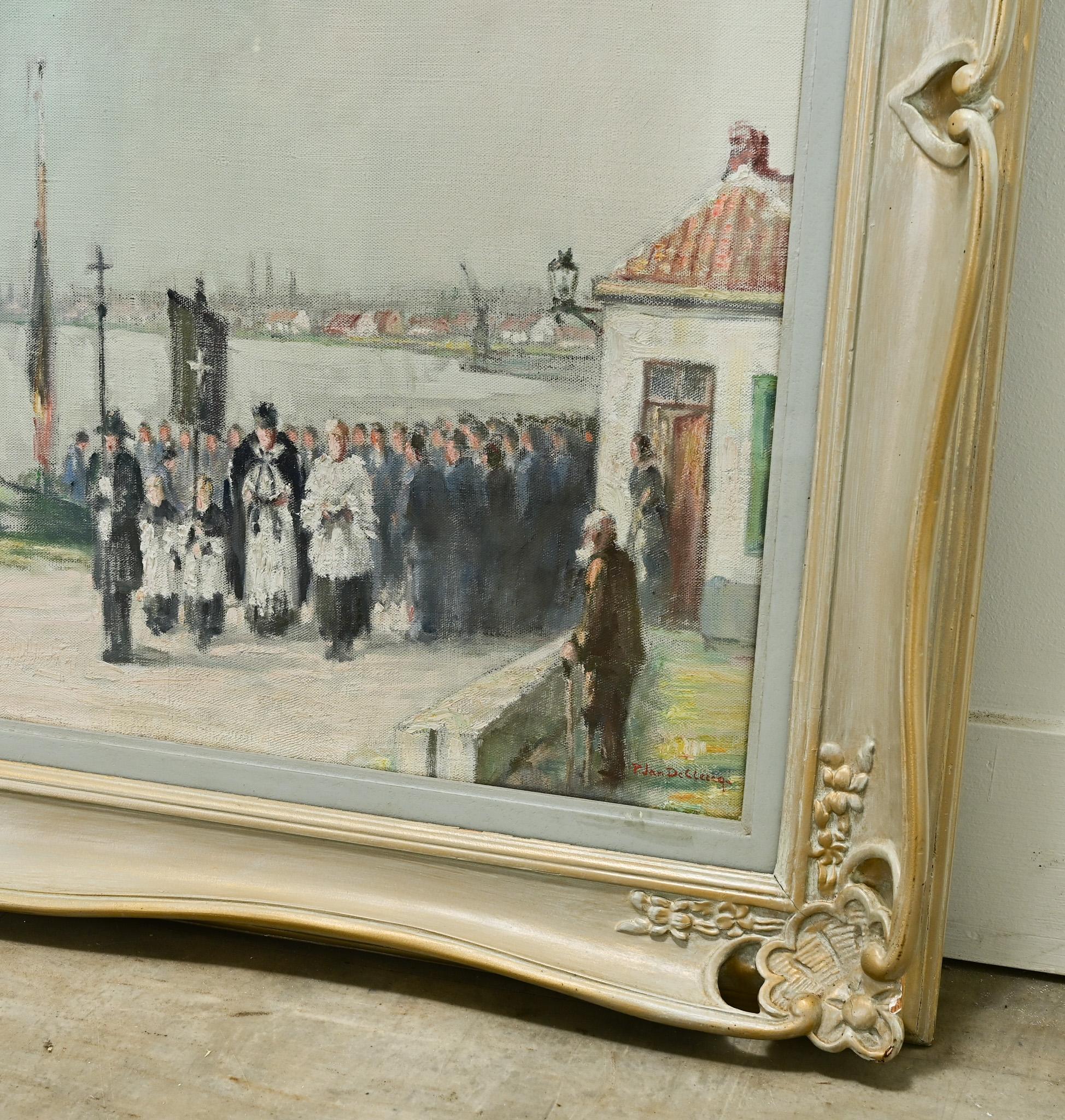 Canvas French Framed Painting, Prayer Procession for Fisherman