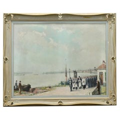 French Framed Painting, Prayer Procession for Fisherman