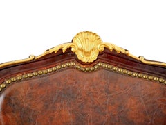 French Francois Linke Style Ormolu and Wood Leather Armchair