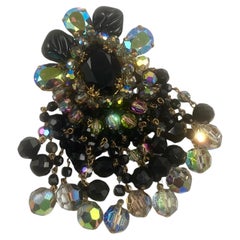 French Francoise Montague black Waterfall Brooch 1950s