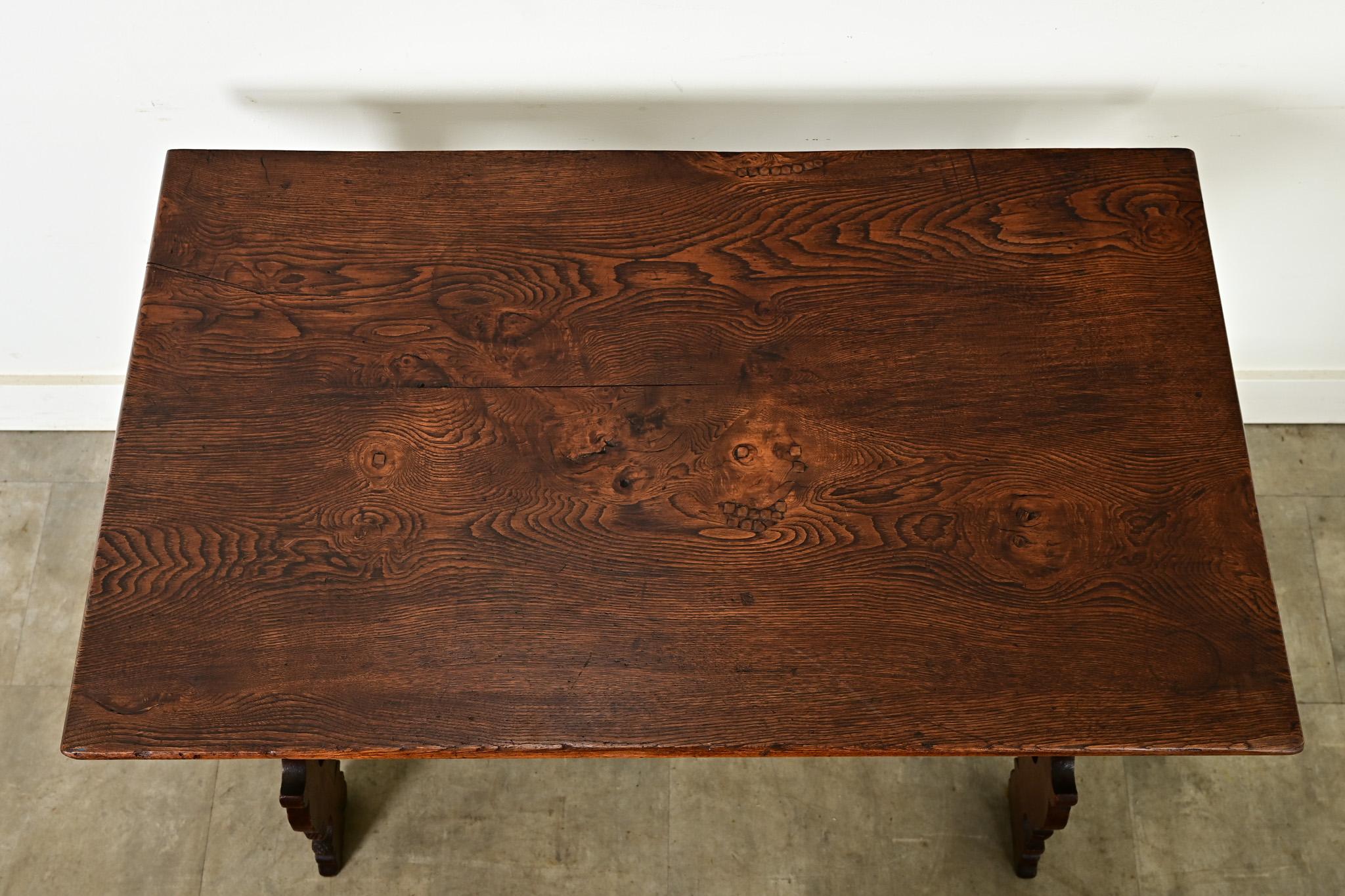 Carved French Fratino Oak Occasional Table-Desk For Sale