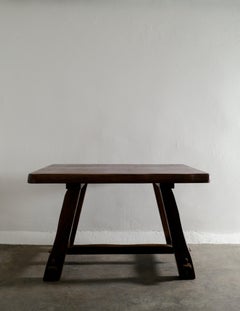 Olavi Hänninen Free Form Console Desk Dining Table in Elm Prod in Finland, 1970s