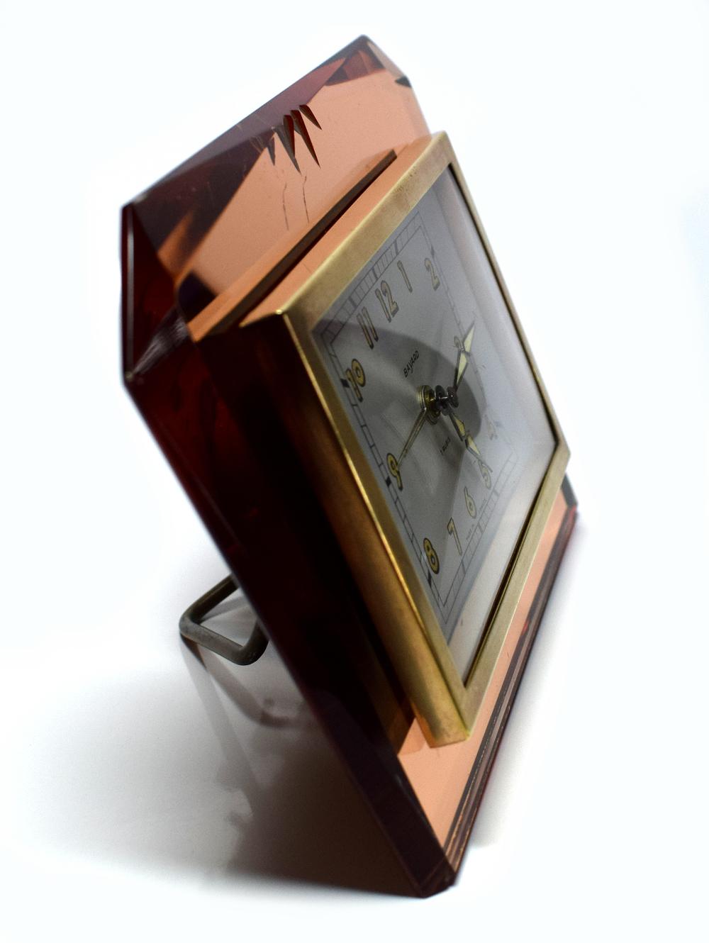 Etched French Free Standing 1930s Art Deco Mirror Clock