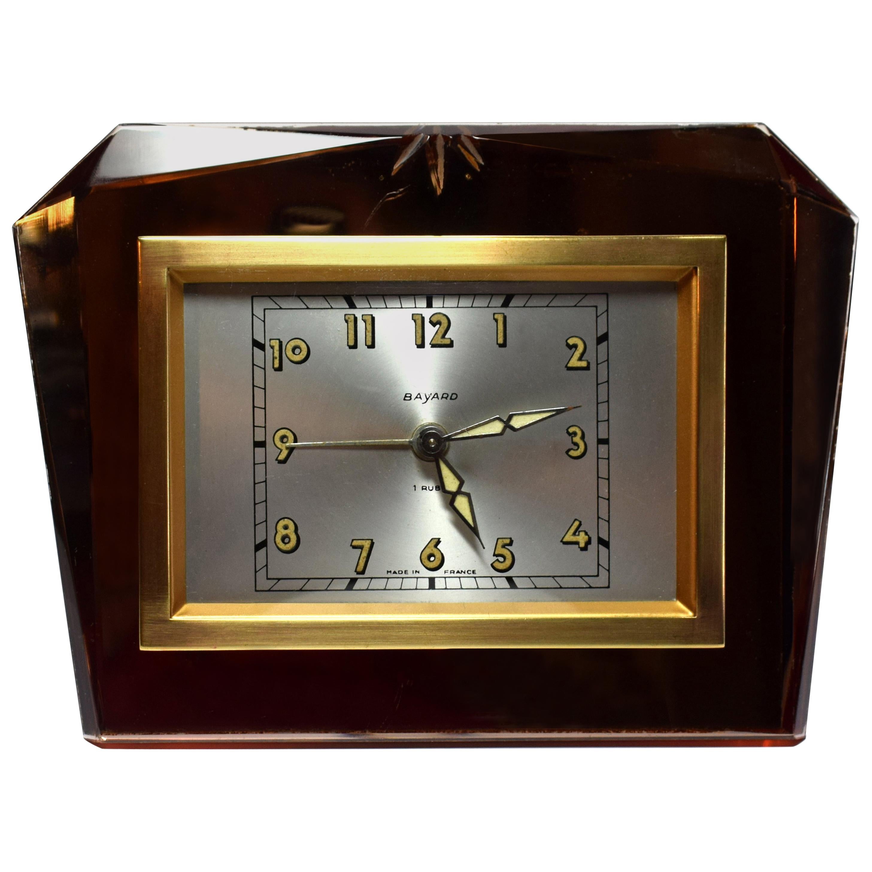 French Free Standing 1930s Art Deco Mirror Clock