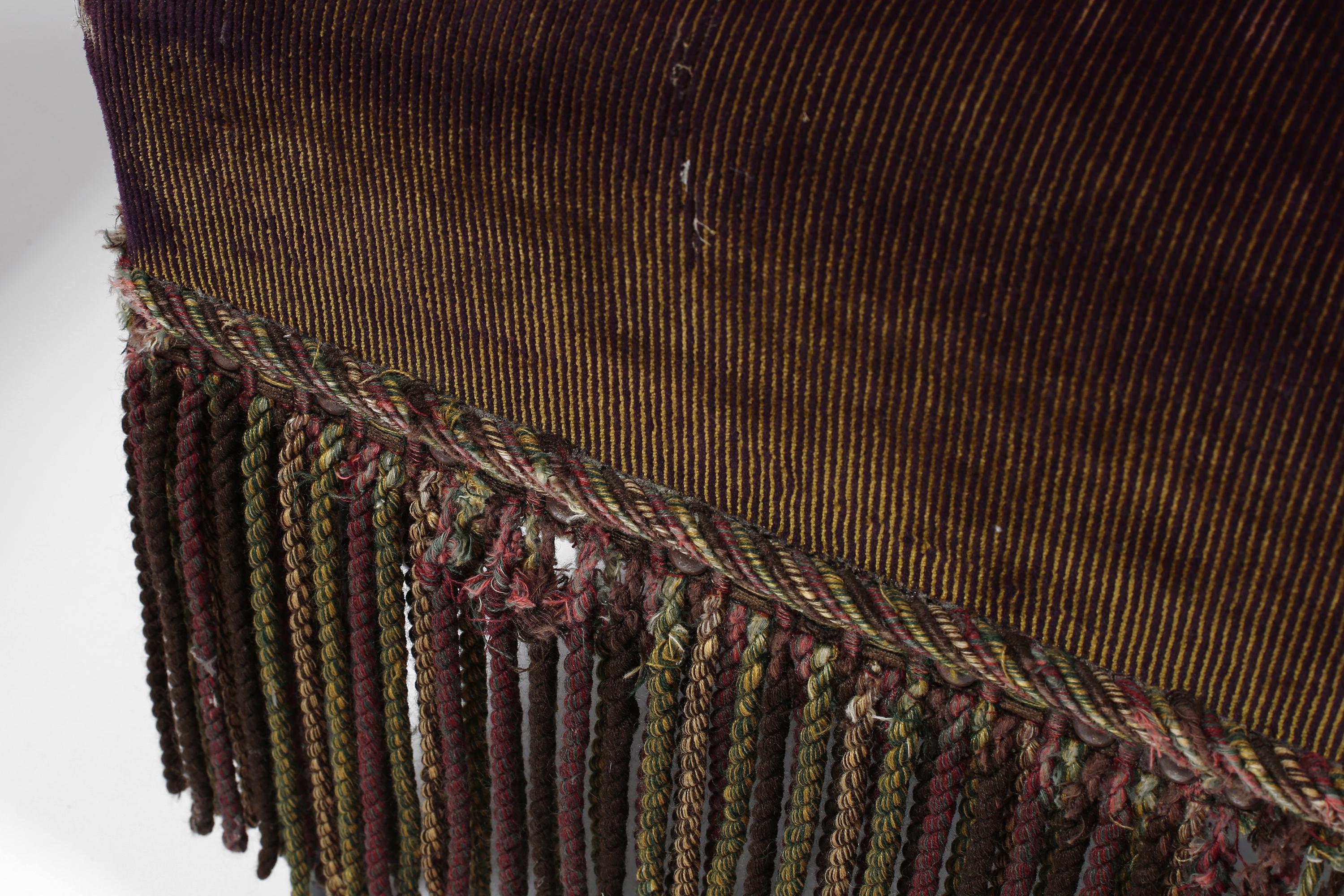 French Fringed Plum Red Velvet Black Lacquered Occasional Chairs For Sale 8