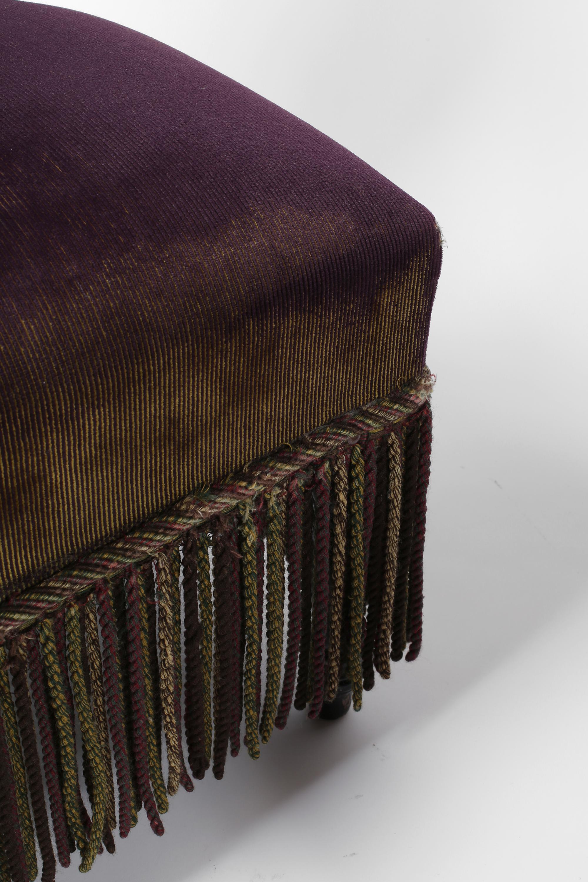 French Fringed Plum Red Velvet Black Lacquered Occasional Chairs For Sale 10