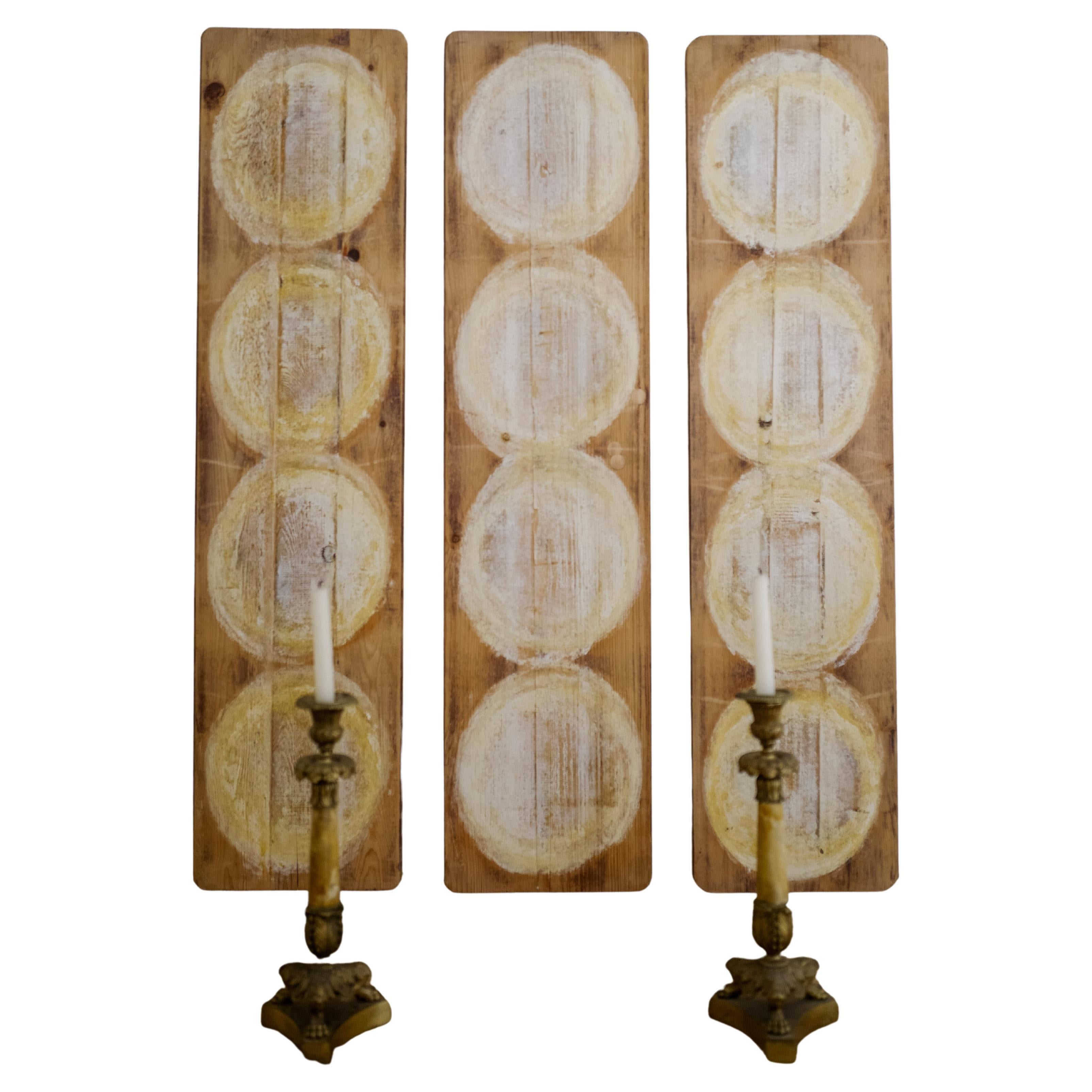Tablas de Fromage Francesas Únicas con Círculos Teñidos sobre Pino Recuperado - Set de 3