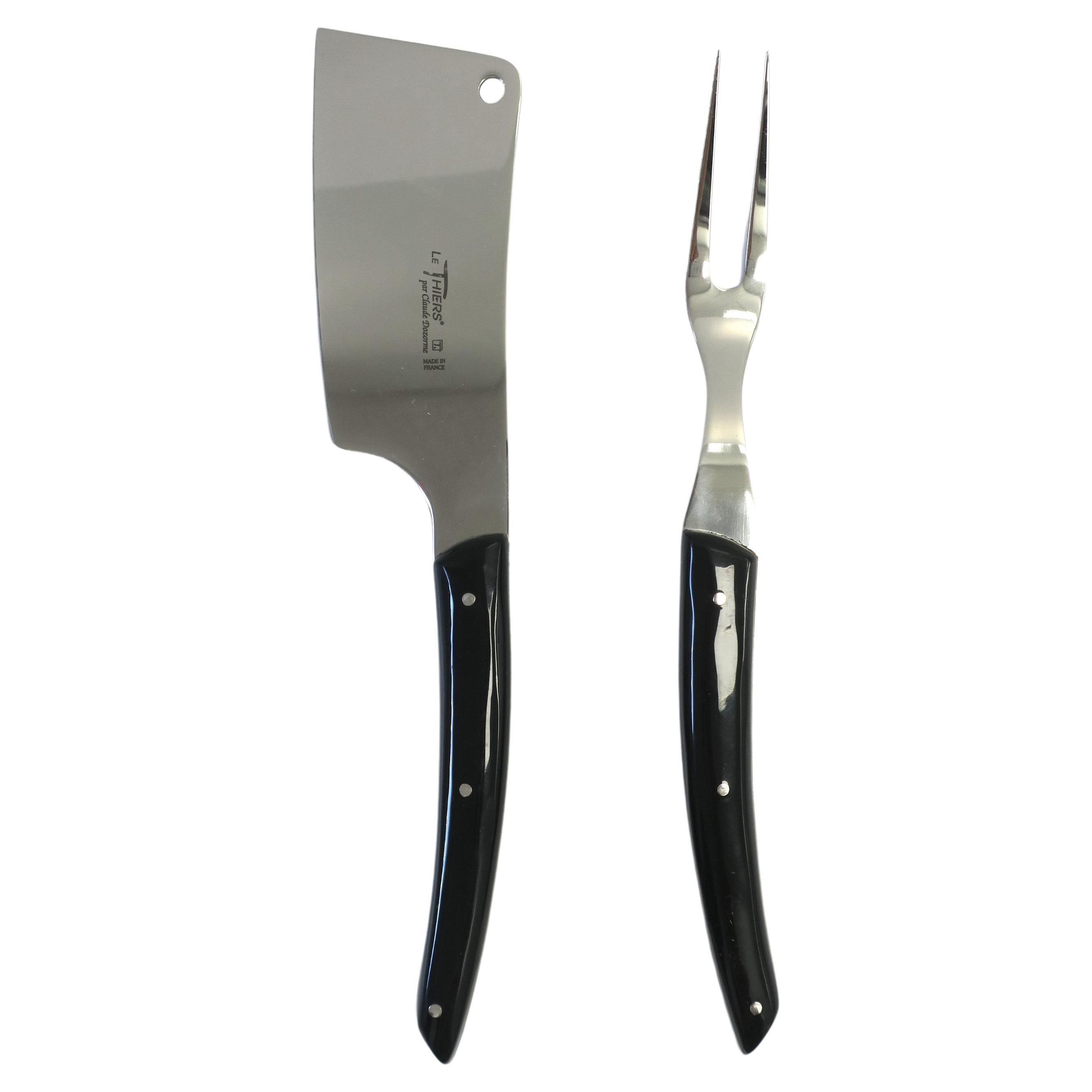 French, Fromage Cheese Steel Knife and Fork Cutlery Service, Set of 2 For Sale