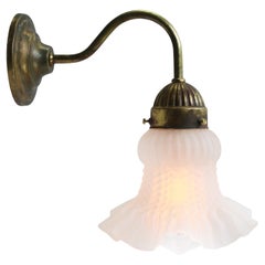 French Frosted Glass Brass Flower Sconces Wall Lamps