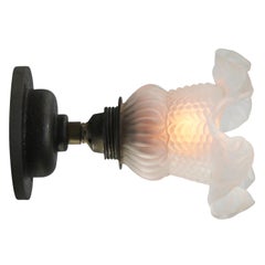 French Frosted Glass Cast Iron Brass Sconces Wall Lamps