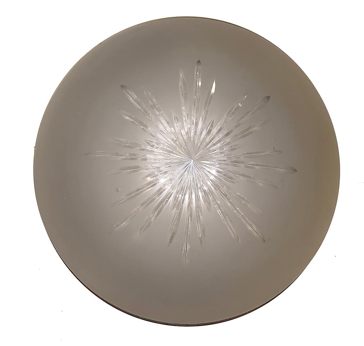 French Frosted Glass Flush-Mount Fixture In Good Condition For Sale In New York, NY