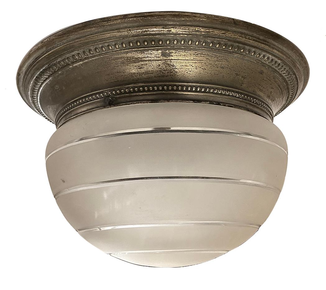 French Frosted Glass Light Fixture For Sale 1