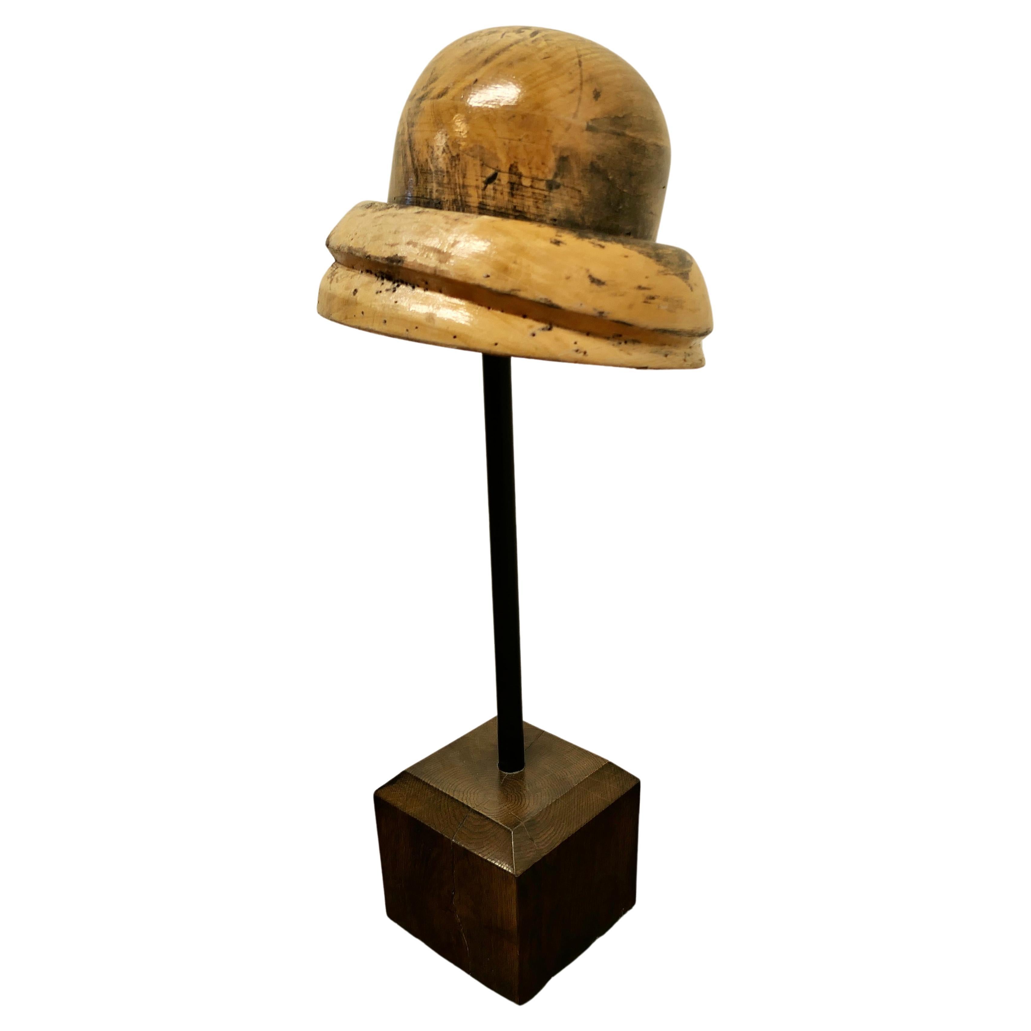 French Adjustable Wooden Milliner Hat Block Form For Sale at