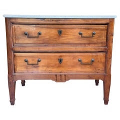 Antique French Fruitwood 18th Century Commode With Marble Top