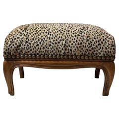 French Fruitwood Bench Upholstered in Scalamandré Cheetah Silk Velvet